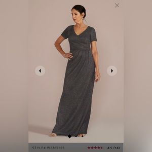 OLEG CASSINI
cap sleeve glitter knit gown with slit